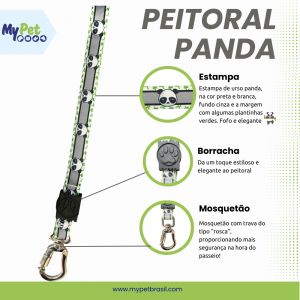 Peitoral e Guia Premium Panda p/ Cães