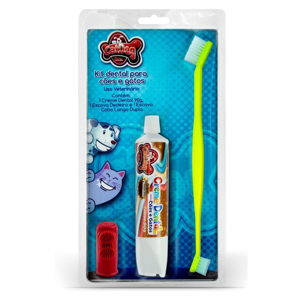 Kit Higiene Dental Pet 3 Peças Chocolate 90g - p/ Cães e Gatos