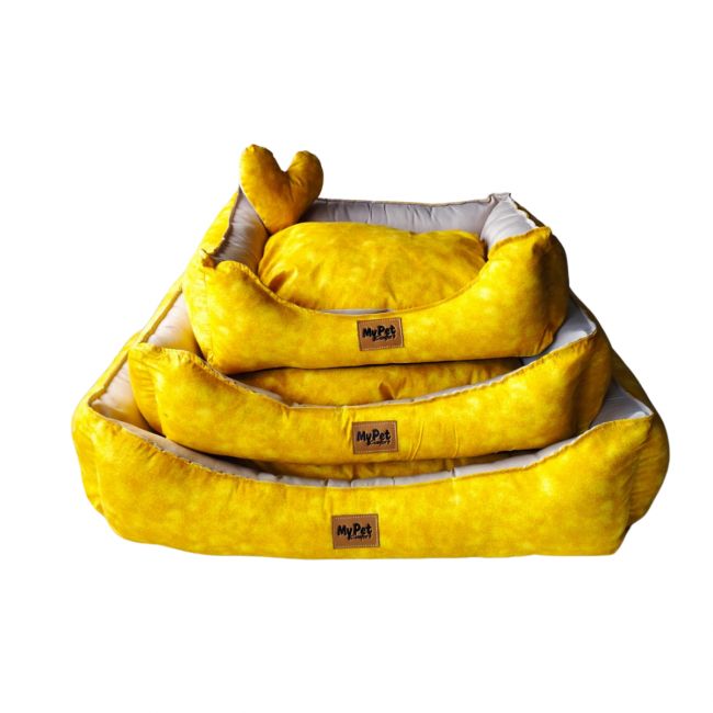 Cama para Cães e Gatos Luxo Glam Amarelo - Kit c/ 3 unid