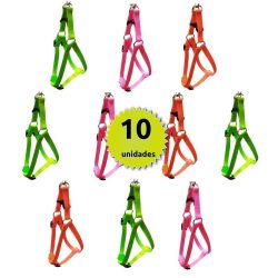 Kit Peitoral Neon c/Guia para Cães, 10 Unidades