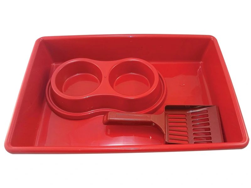 Kit Higienico Para Gato Bandeja, Comedouro e Pá Higiênica - Burdog