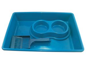 Kit Higienico Para Gato Bandeja, Comedouro e Pá Higiênica - Burdog
