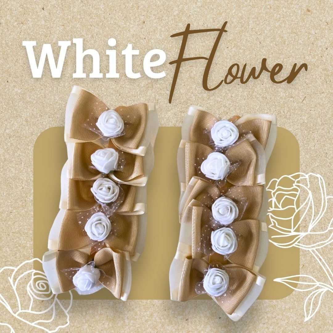 Laço Pet Luxo White Flowers - 10 unidades