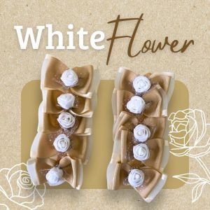 Laço Pet Luxo White Flowers - 10 unidades