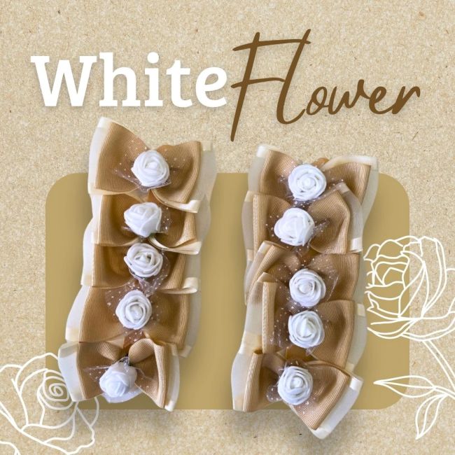 Laço Pet Luxo White Flowers - 10 unidades