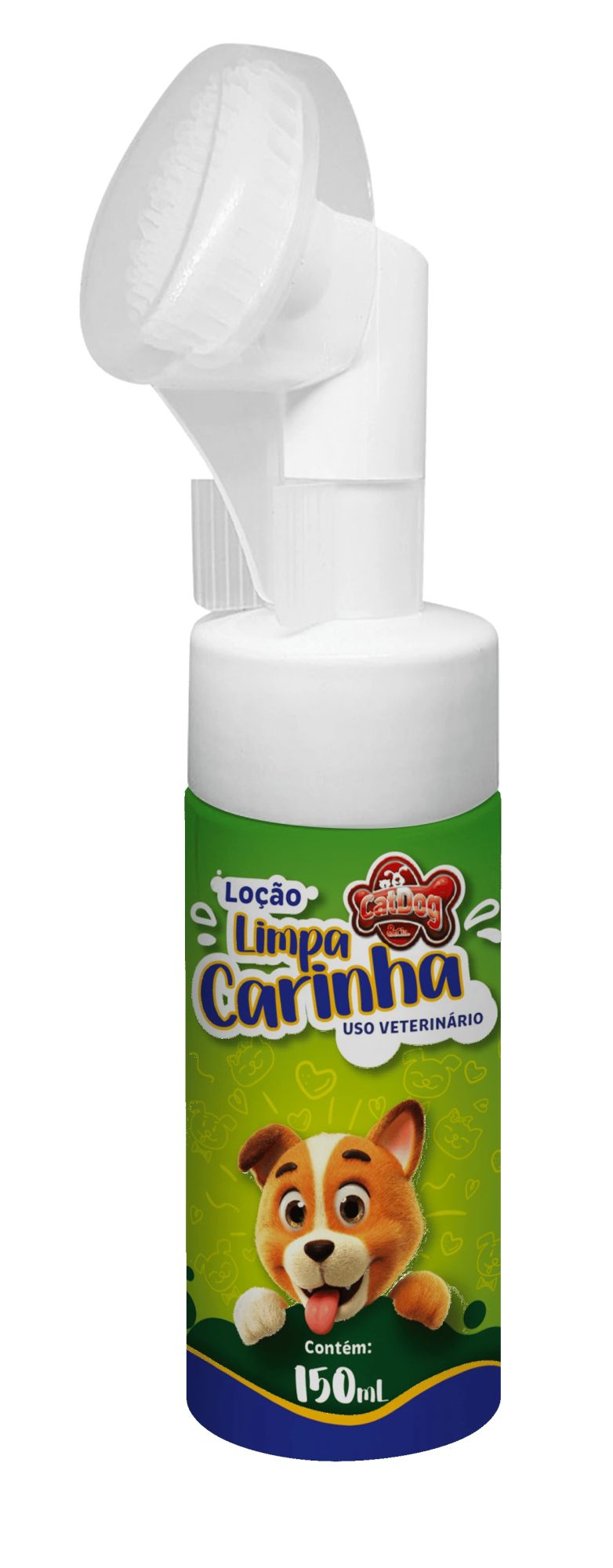 Limpa Carinha 150ml com Escovinha – Higiene Facial para Pets | Limpeza Suave e Segura