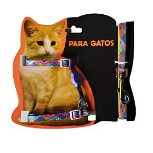 Coleira Peitoral Para Gatos Passeio Com Guia Luxo Conforto