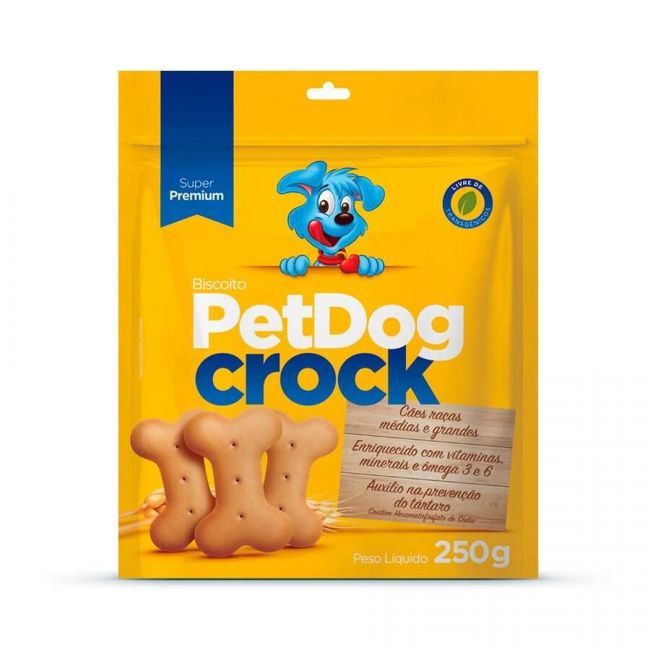 Biscoito Pet Dog Crock Natural 250g - p/ Cães