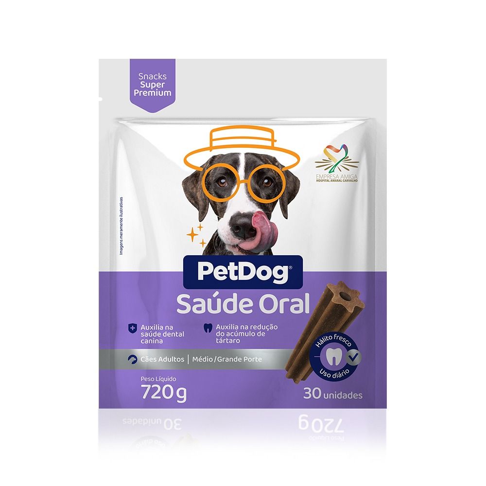 Petisco Pet Dog Saúde Oral Cães Raças Médias e Grandes - 720g