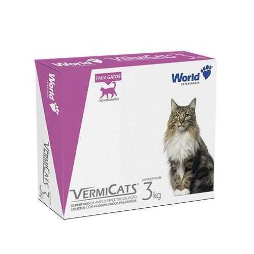 VermiCats 600mg (3 kg) Blister c/ 4 comp. | Vermífugo Gatos